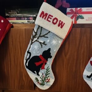 Christmas Cat Stocking with Red Scarf